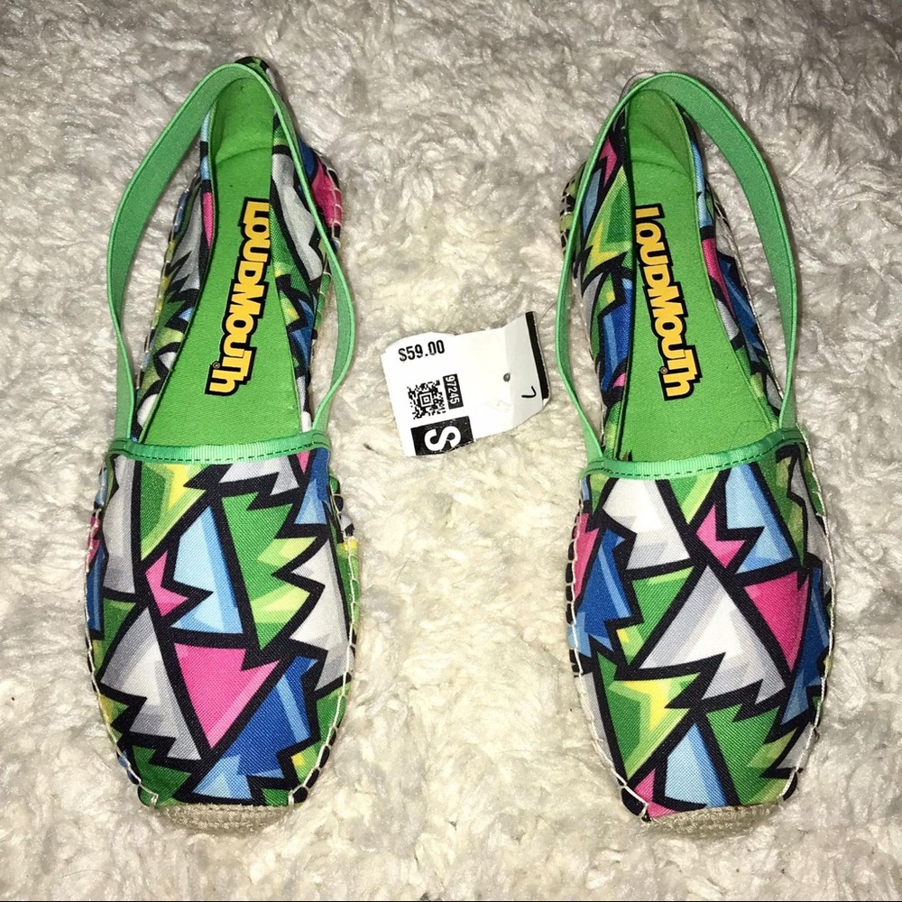 Loudmouth Lucky Crystal Neon Espadrilles size 7 M/9 W